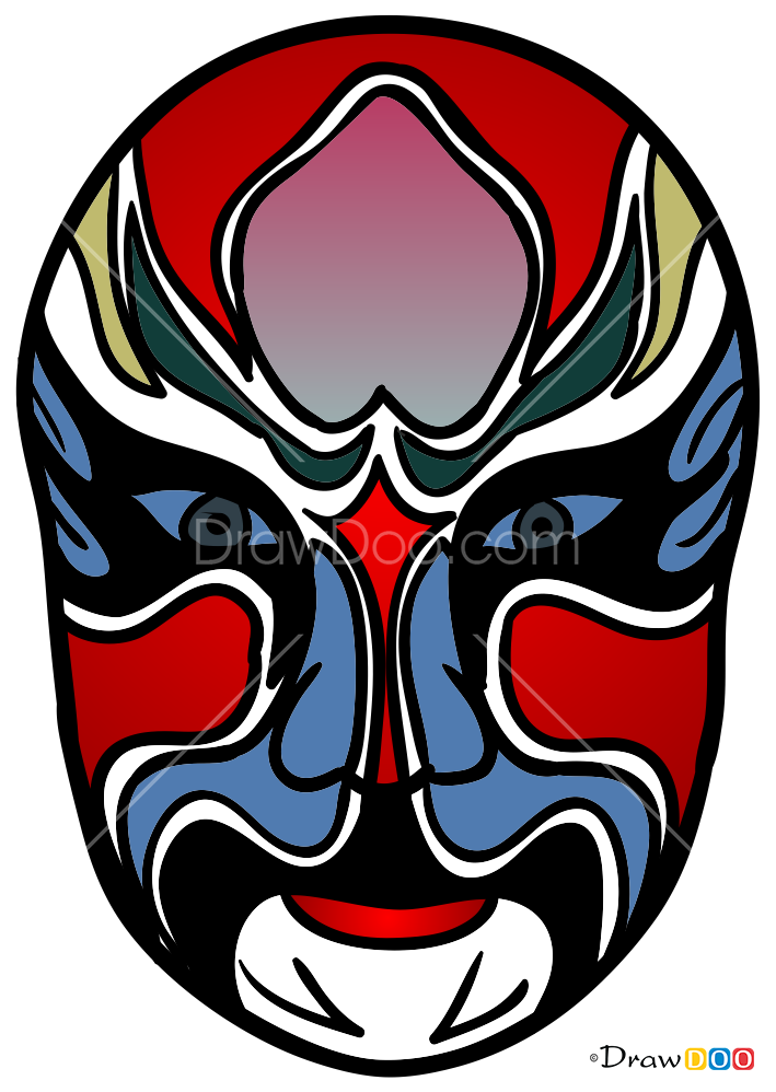 How to Draw Chinese Opera Mask, Face Masks